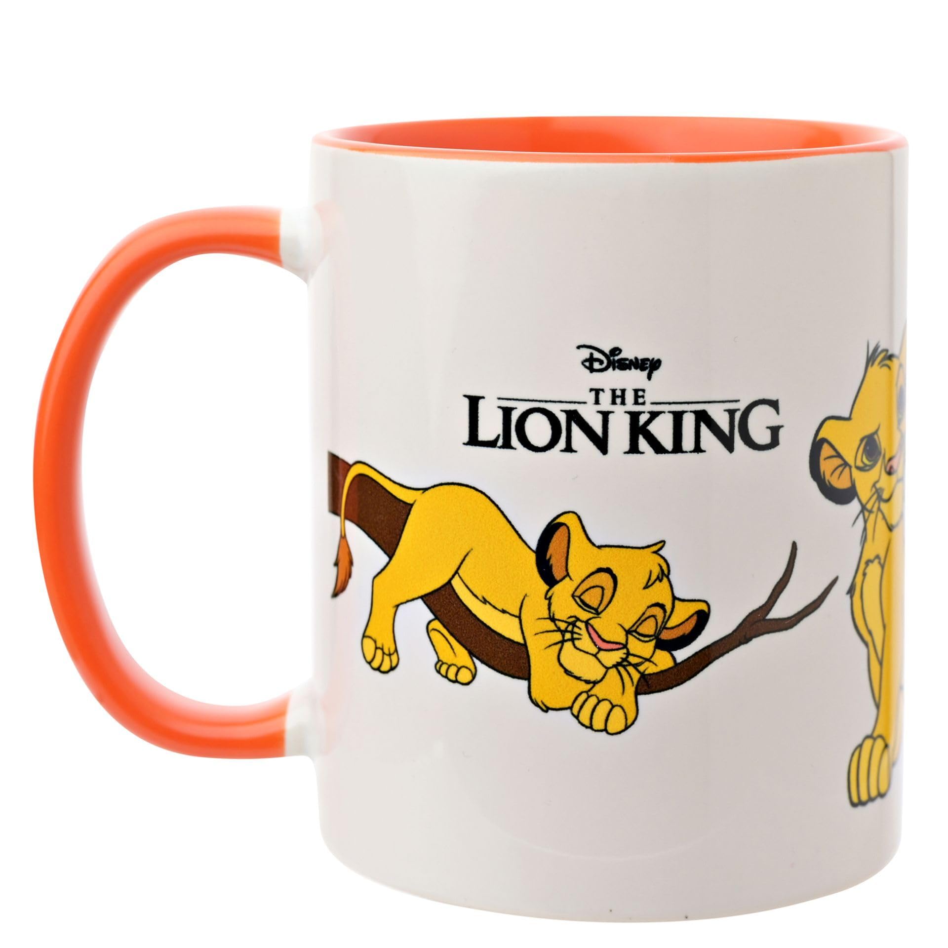 Disney The Lion King - Simba Mug - Orange/White Glazed Stoneware Icons & Villains Simba, Sarafina & Zazu Drinking Cup - Officially Licensed Disney Merchandise (325ml / 11.4oz).