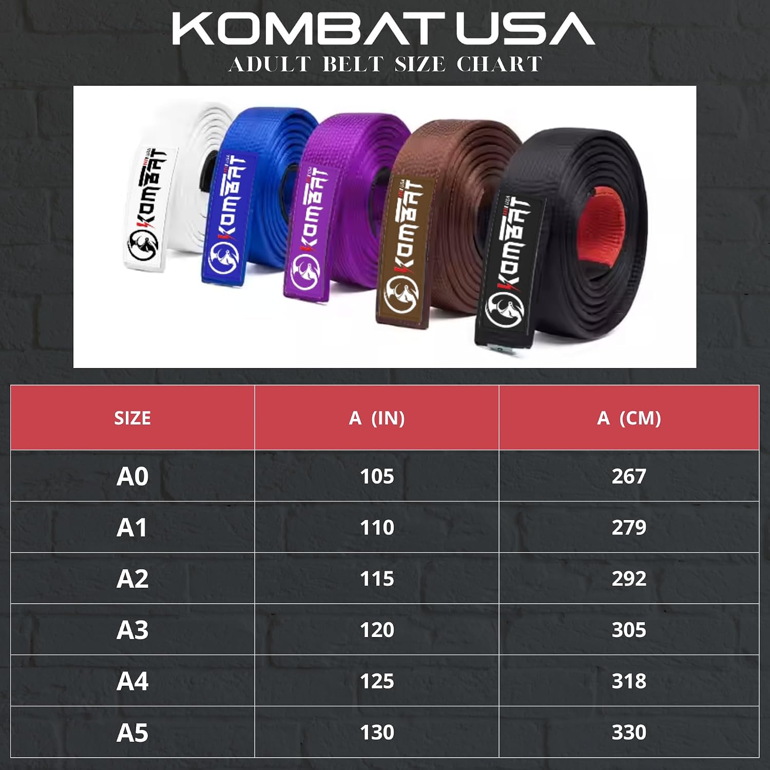 KOMBAT USA Jiu Jitsu BJJ Premium Belts – Pro Grade Belt with Sleeve Bar for Ranking Stripes, Durable | IBJJF Competition Approved (Black, A0)