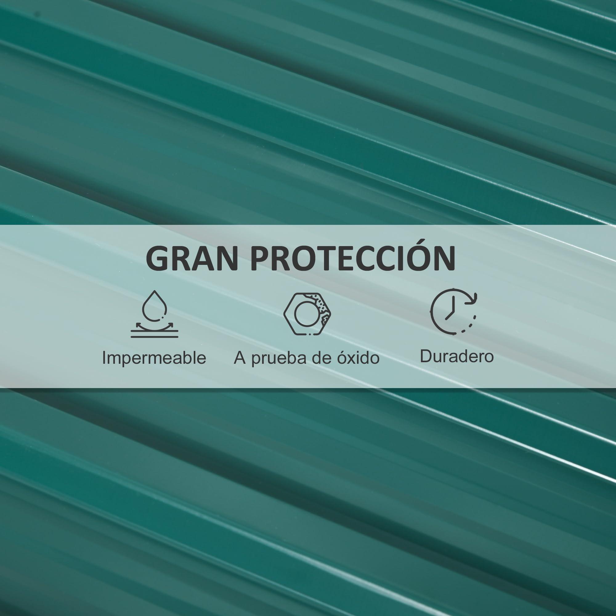 Outsunny 12x Paneles para Tejado de Acero Galvanizado, Chapas Perfiladas de Techo 7m², para Caseta de Herramientas, Cobertizo, Garaje, Exterior, 129x45cm, Verde