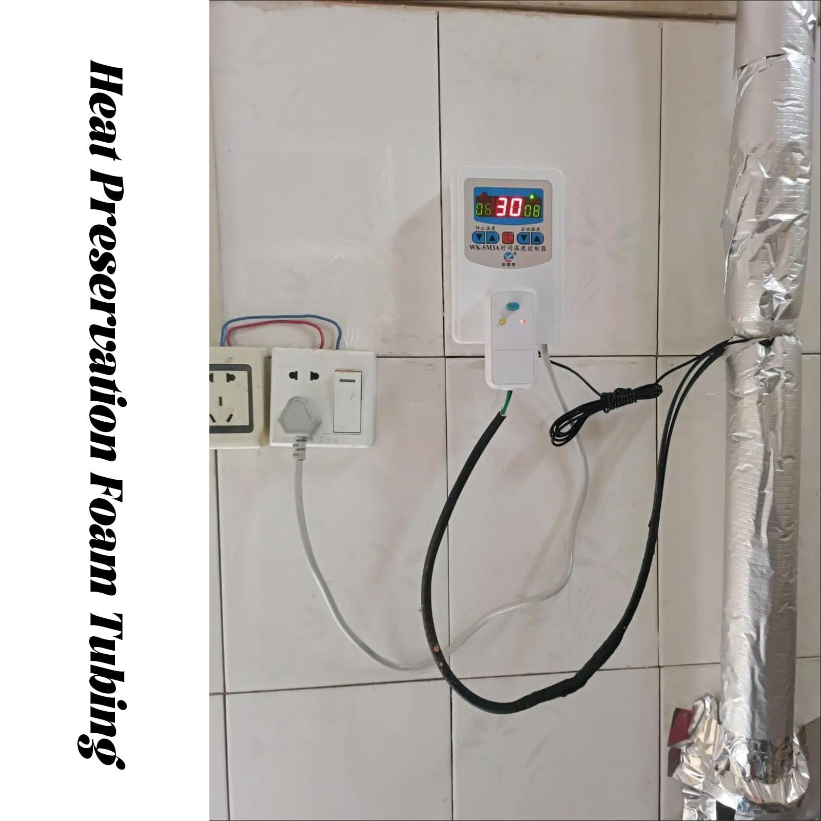 aislamiento de tuberías anticongelantes, Revestimientos aislantes for tuberías de agua, espesor de 30mm for tuberías de agua fría y caliente, protección de tuberías, envoltura for tuberías de agua(114