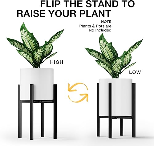 Miniatura 4 de MUDEELA Paquete de 2 soportes de metal ajustables para plantas de interior y exterior, para macetas de 8 a 12 pulgadas, soporte negro para plantas