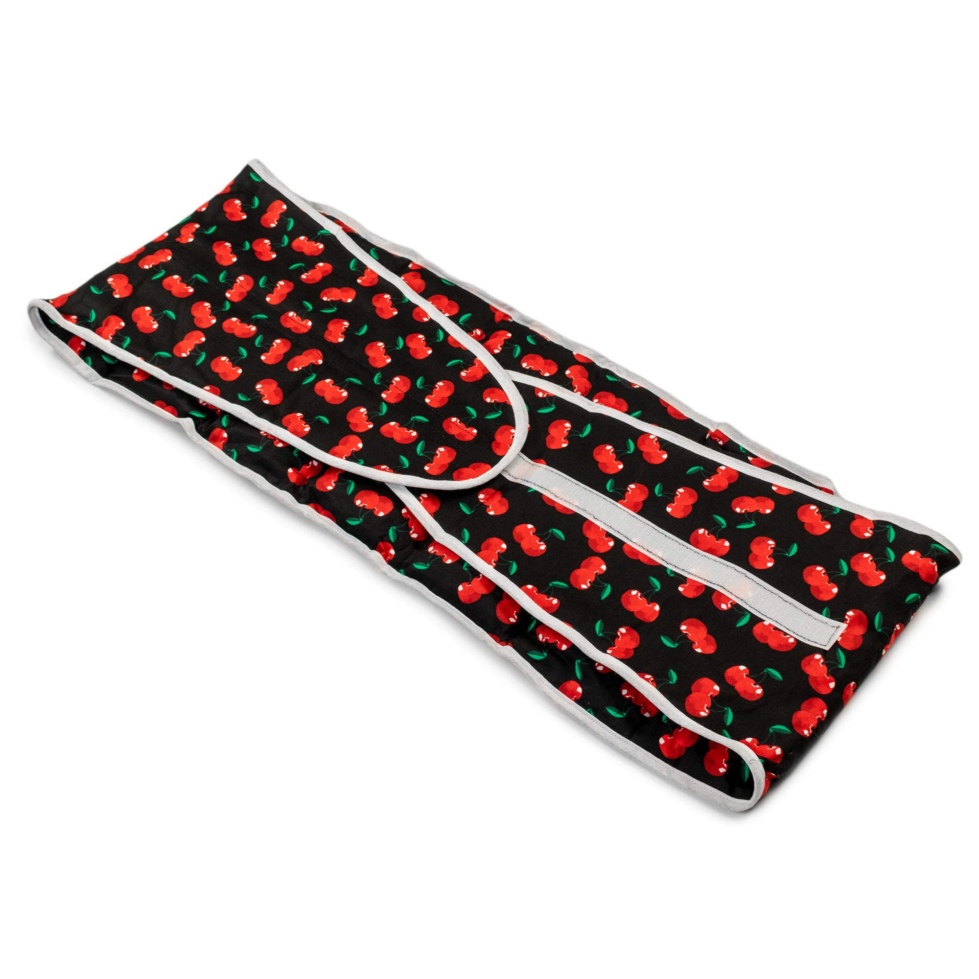Wärmekissen Johanniskernkissen Gürtel mit Klettverschluss - ca. 135cm - 7-Kammer. Körnerkissen - cherry-black