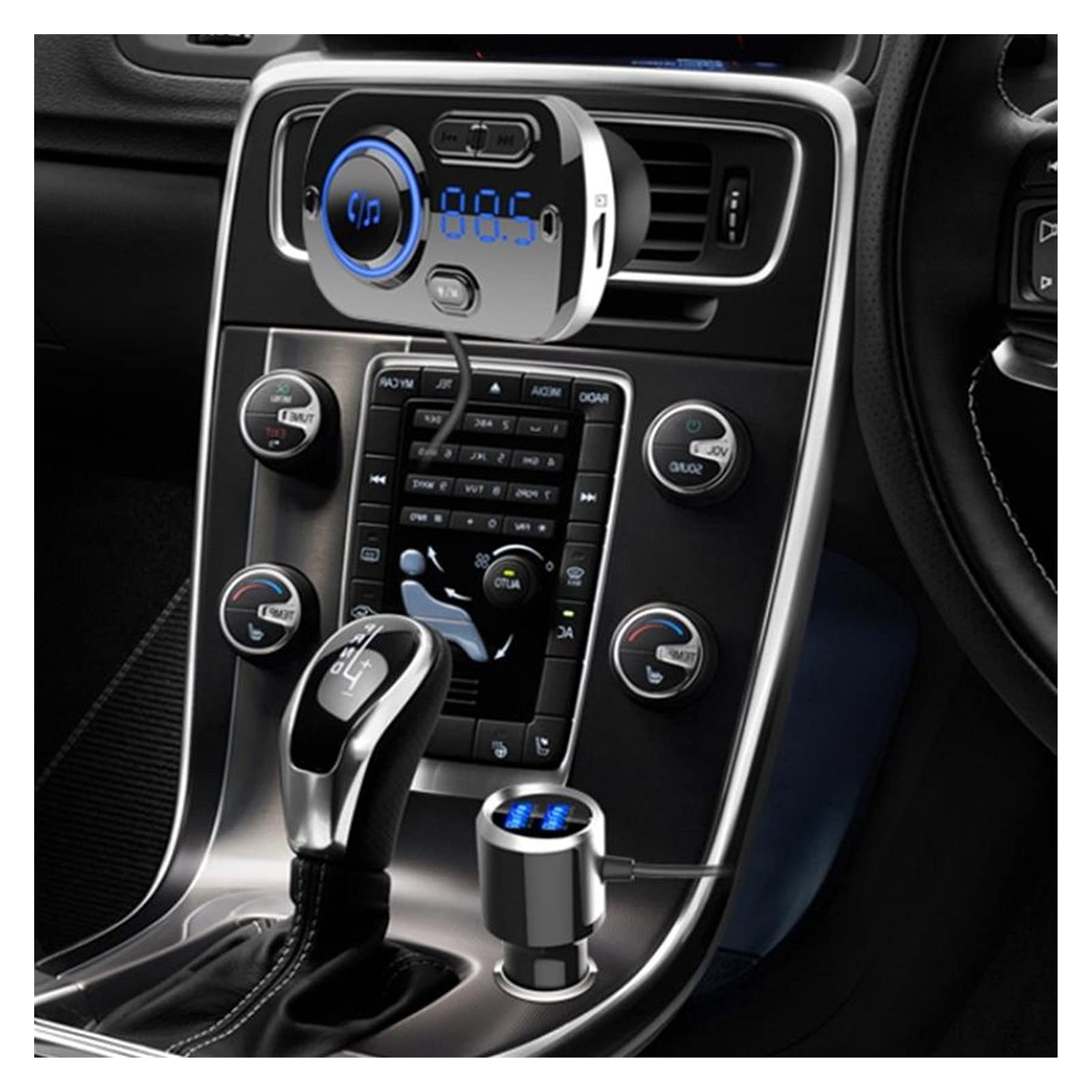 Adaptador de Audio Bluetooth Modulador de transmisor de Radio Bluetooth 5.0 FM Transmisor inalámbrico Dual USB con QC 3.0 Auto MP3 Jugador FM TF Tarjeta