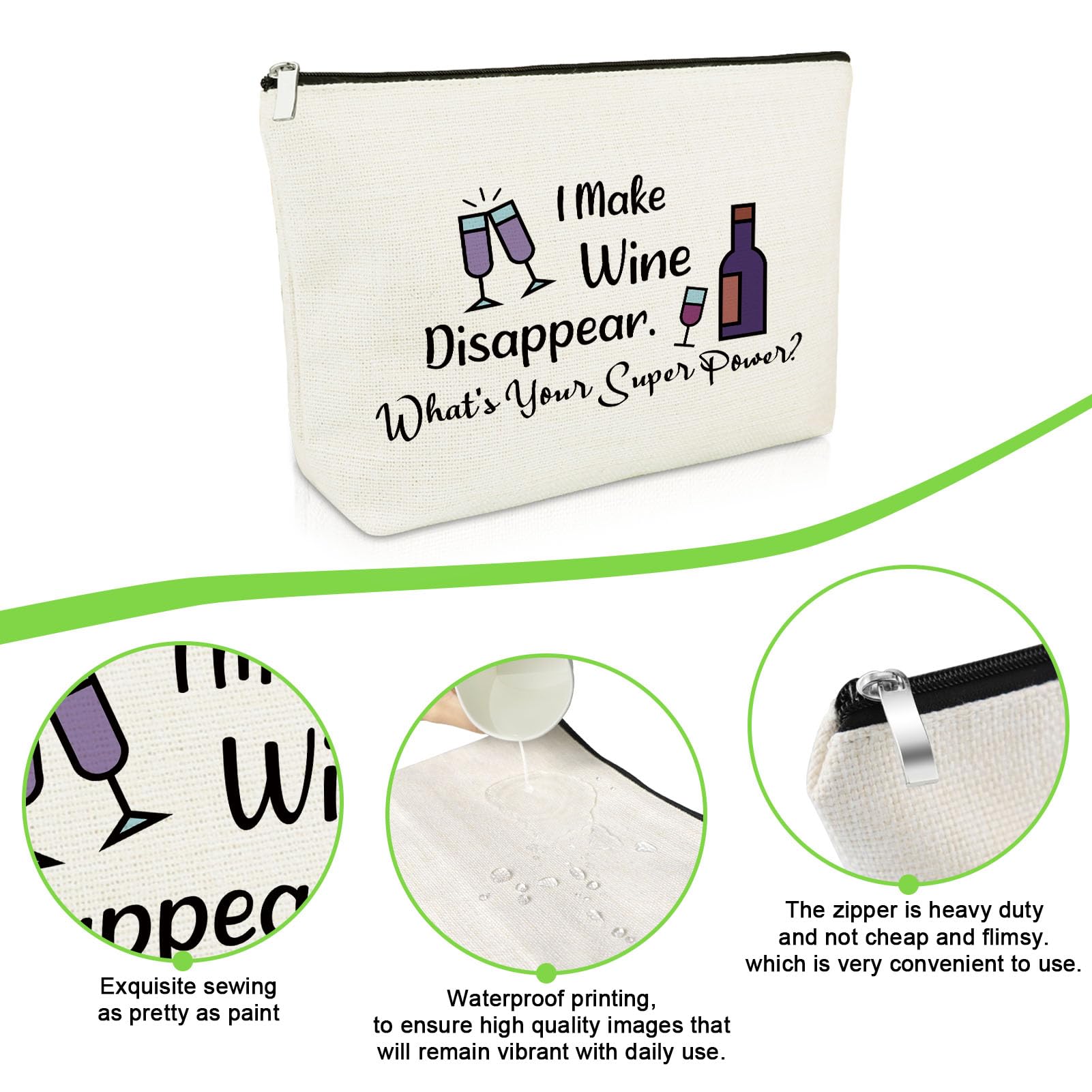 Regalos para amantes del vino, regalos para bebedores de vino, bolsa de maquillaje, regalo para amantes de la bebida, regalo para mujeres, camarero, mamá, esposa, hermana, mejores amigos 3