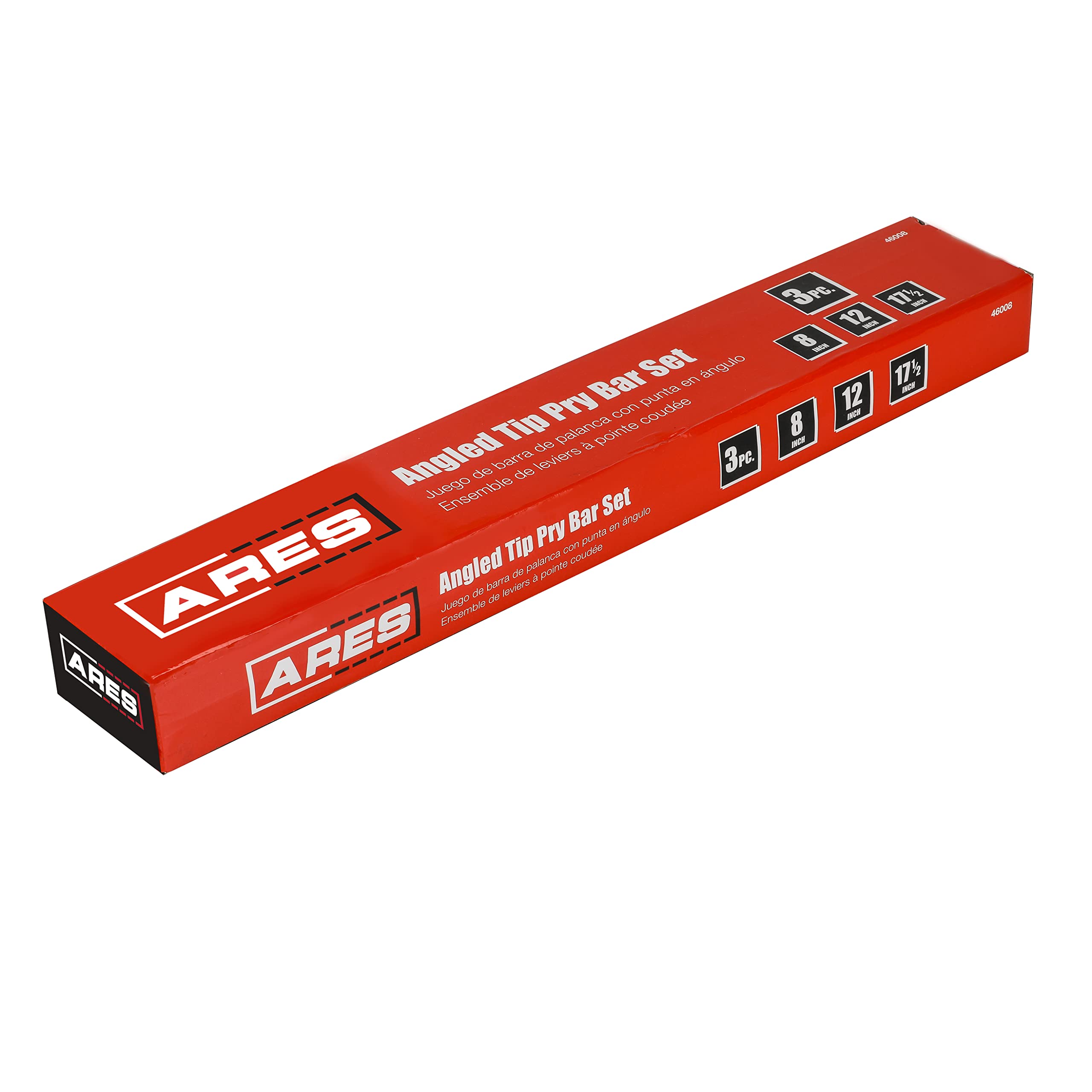 ARES 46008 - Set di 3 barre di leva per leva, 20 cm, 12 pollici e 17,5 pollici, punta angolata per sollevamento e piangere, comoda maniglia a doppia iniezione antiscivolo, resistente e resistente