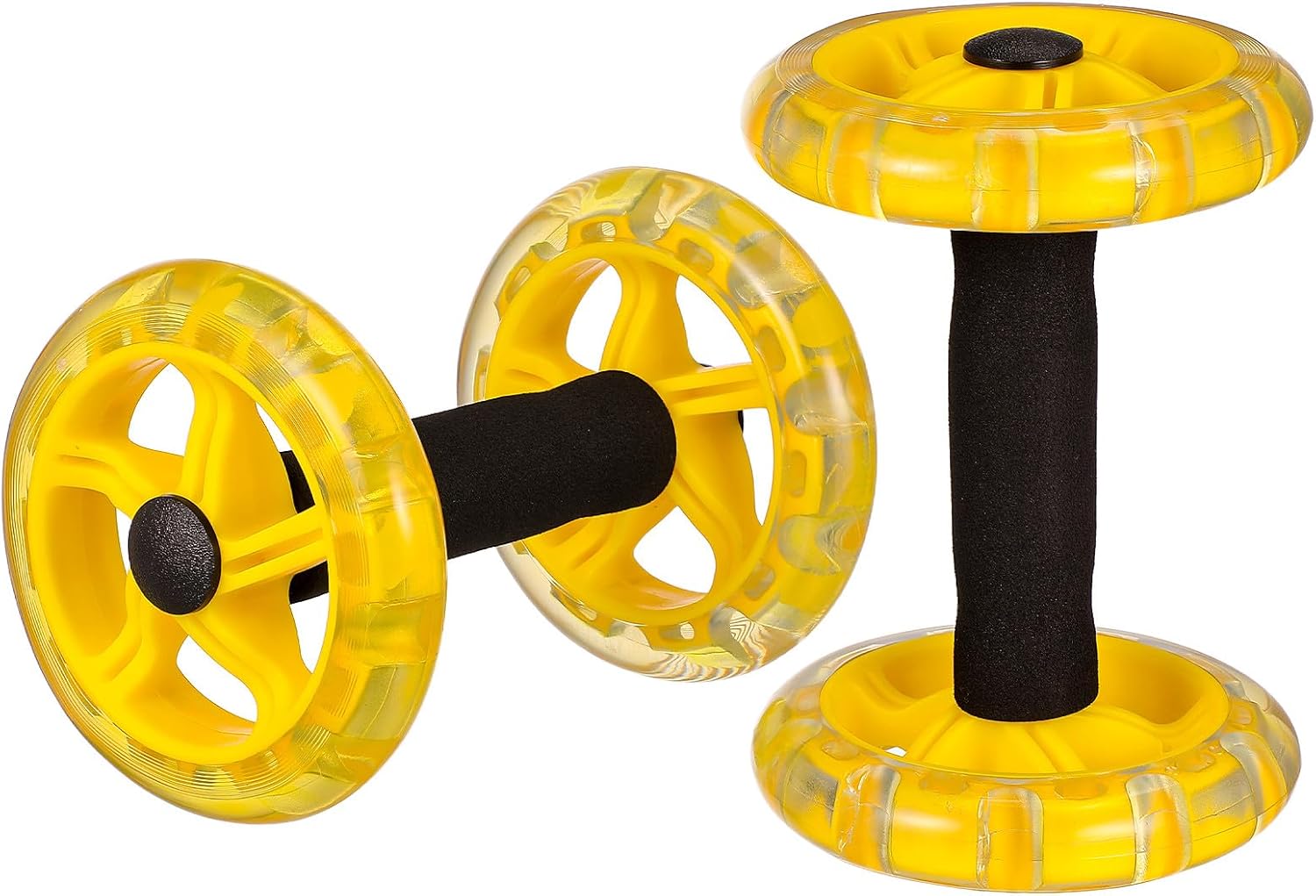 TEHAUX Twin-wheel Fitness Roller Ab Roller for Core Strengthening and Tummy Shaping, Yellow Abdominal Exercise Wheel for Home Gym Workout