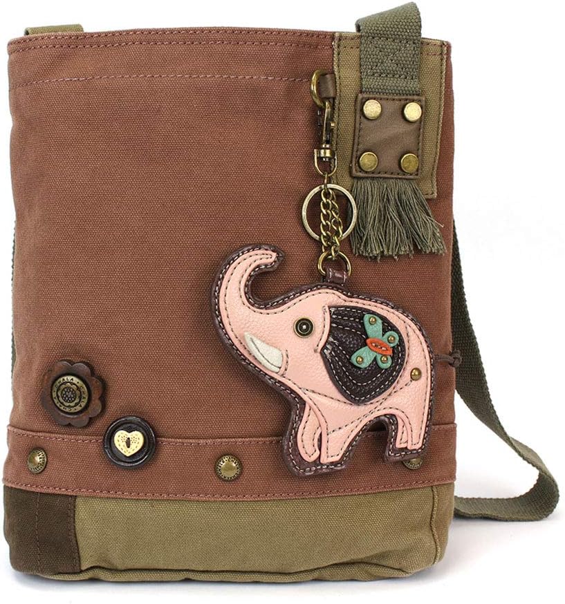 CHALA Handbags Patchwork Crossbody Canvas Mauve messenger bags with Pink Elephant Coin Purse