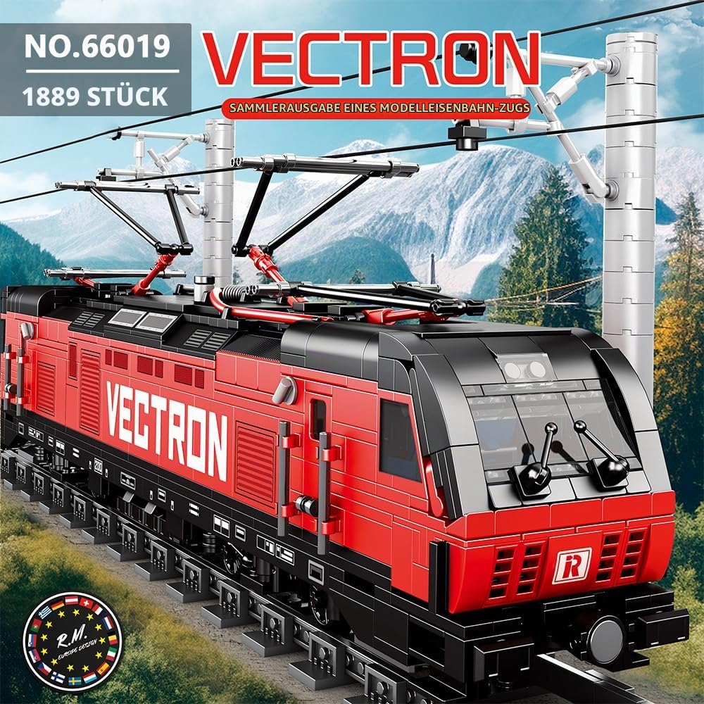 Reobrix 66019 Train Klemmbausteine Technik, MOC Urban Technology Elektro-Personenzug-Baustein-Set, 1889 Teile, tolles Zug Spielzeug-Geschenk für Erwachsene und Jugendliche