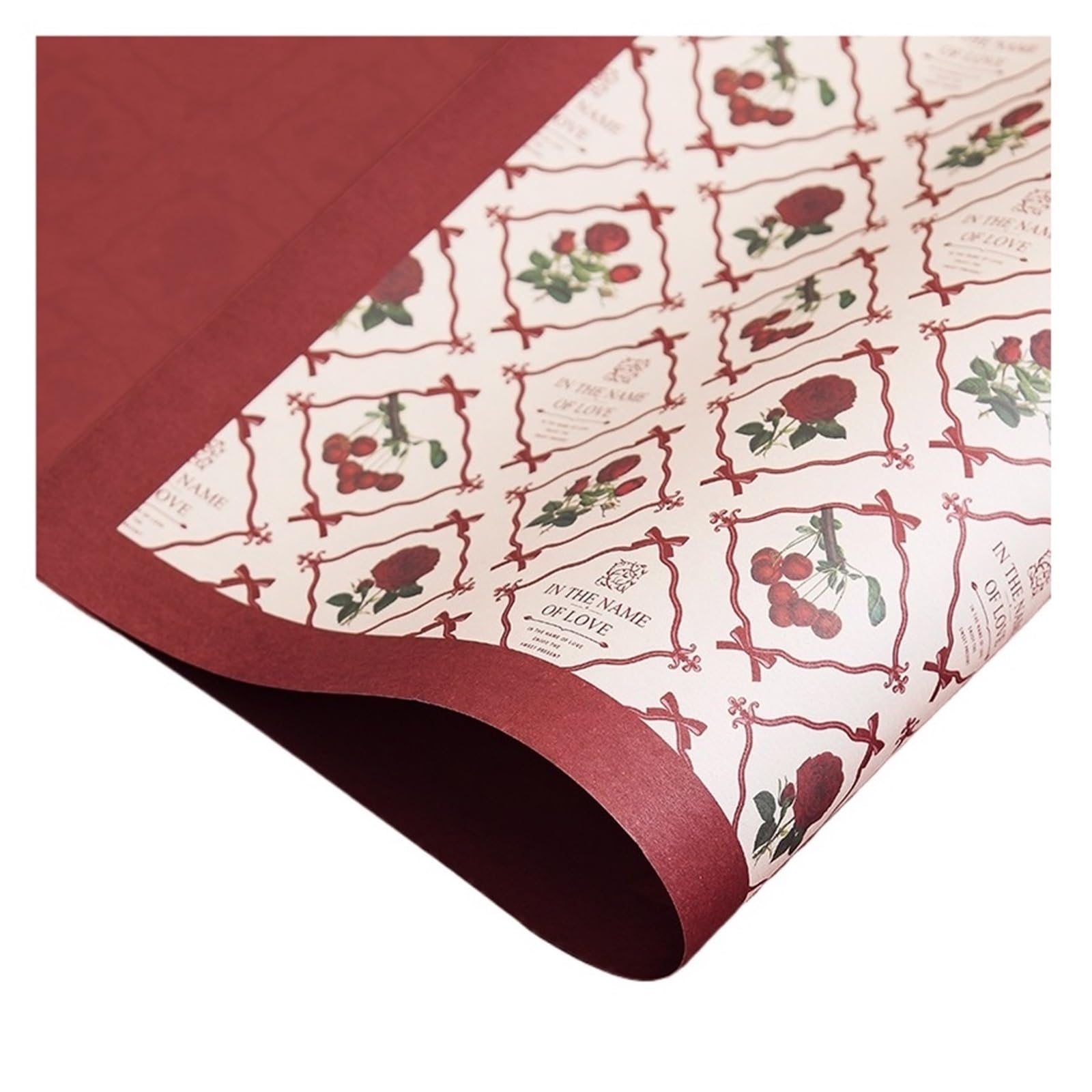 10 Stück Geschenkpapier, einfaches Blumen-Geschenkpapier, wasserdichtes Baumwollpapier, Blumenstrauß, Geschenkverpackung, Papierbögen(Red)