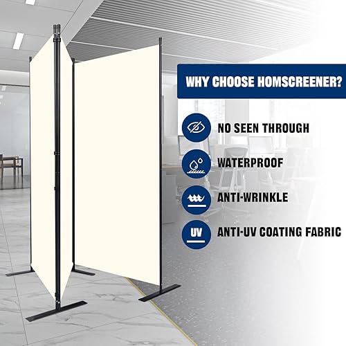 Vista 2 de Divisor de habitación portátil de 6 pies y pantallas de privacidad plegables, divisor de tela de 102 pulgadas de ancho para separación