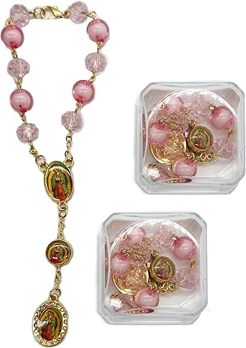 Nuestra Señora Guadalupe Virgen María Centro de mesa Bautismo Recuerdos de Bautizo Rosario Pulsera Recuerdos Fiesta de Recuerdos - 12 Piezas