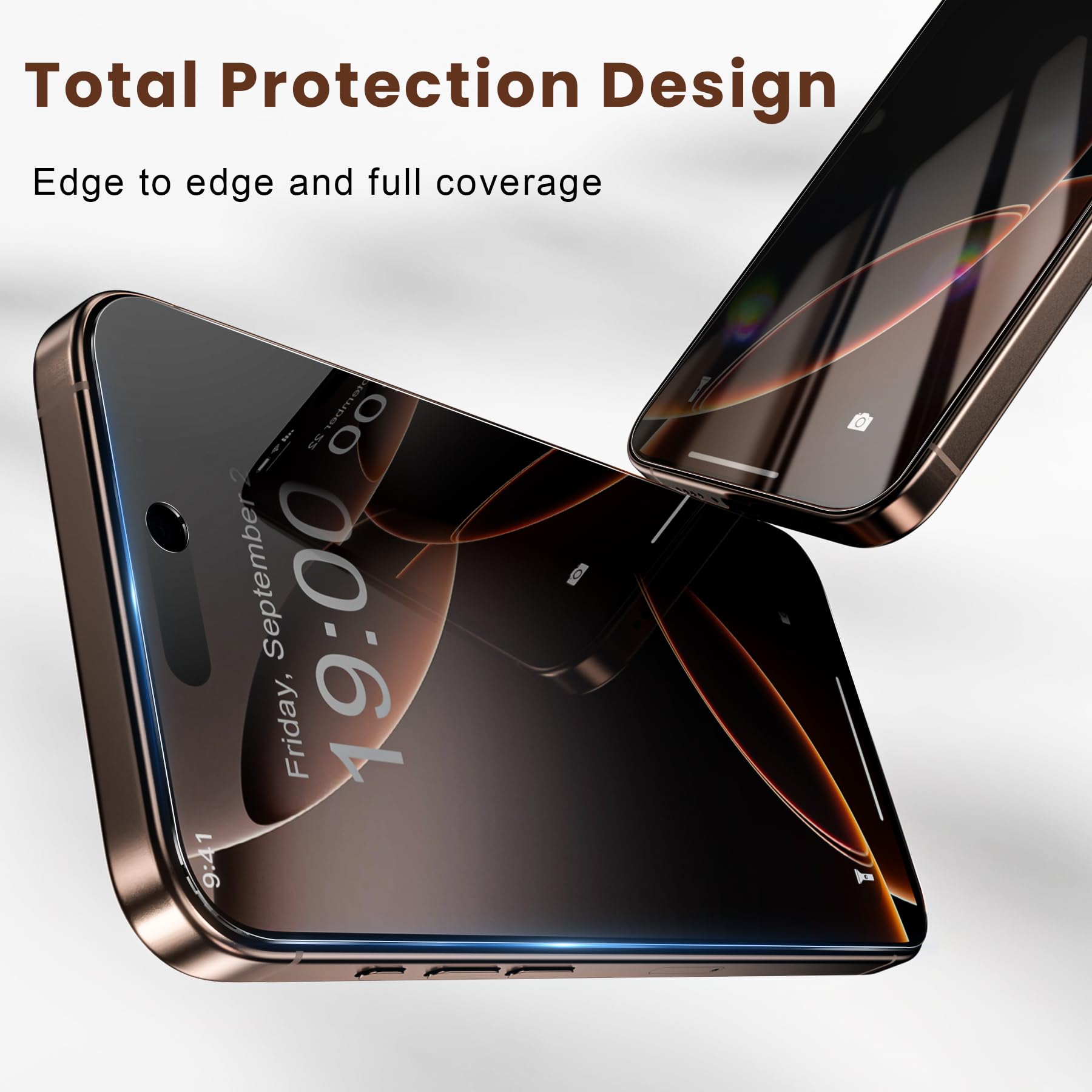 Fotbor Protector de pantalla para Apple iPhone 16 Pro True 23° con marco de instalación 3S, funda invisible amigable con vidrio templado 9H+, 2 unidades, 16 Pro de 6.3 pulgadas