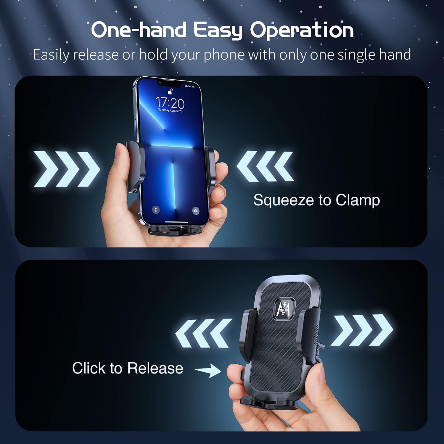 KKM Car Phone Holder Mount, [Big Phone & Thick Case Friendly] Air Vent Car Mount, Stable Vehicle Phone Mount for Car, Hands Free Cell Phone Holder for Car Compatible with All iPhone Samsung Phones