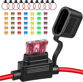 Giwiemi 10-Pack 12V Inline Fuse Holders 12 AWG Waterproof with 35 Assorted Blade Fuses (5A-40A) for Car Marine Auto Circuits