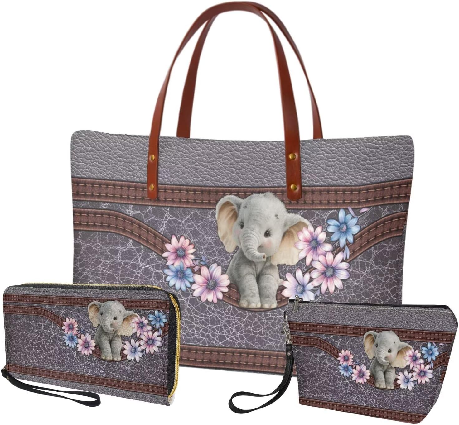 Top Handle Purse for Women, Large Tote Handbag With PU Wallet Set, Gift for Mom