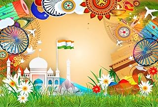 AOFOTO 5x3ft Taj Mahal Indian National Flag Background Backdrop India Traditional Symbols 15th August Independence Day Historical Landmark Monument Festival Decoration Photo Studio Props Vinyl