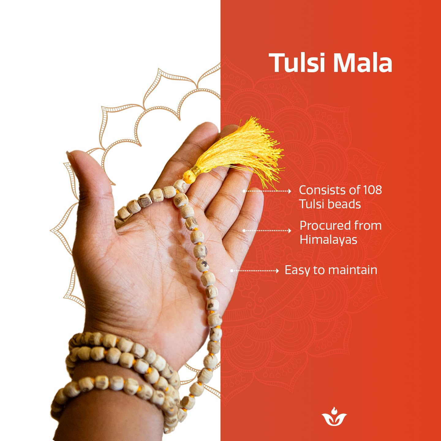 Swaha Tulsi Mala | Natural Lab Certified 108 + 1 Tulsi Beads | Jap Mala | Spritual Japa Mala | Meditation Mala 2