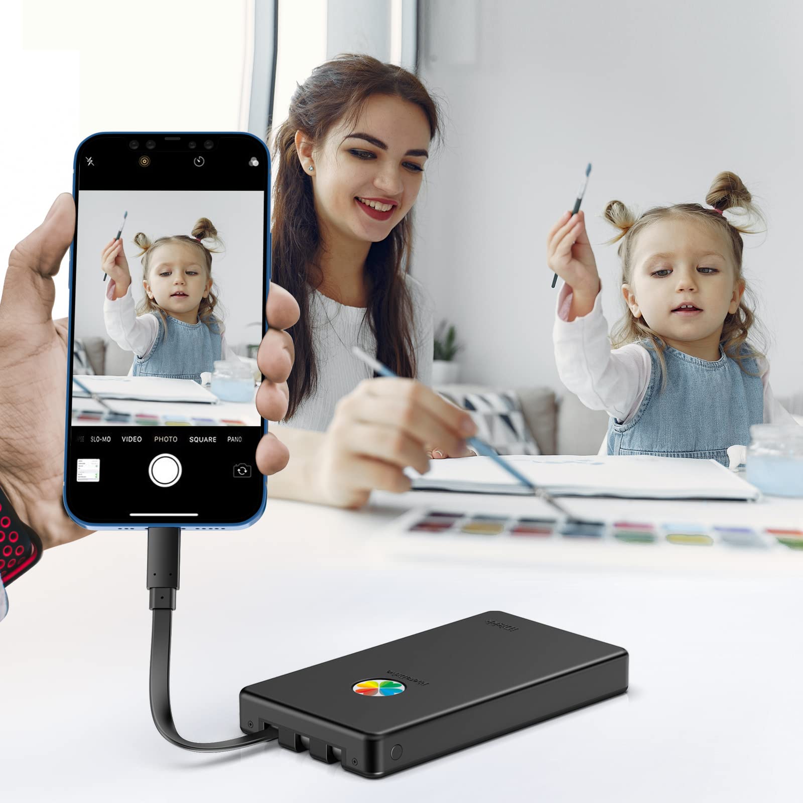 iDiskk Disco rigido esterno per iPhone Lightning da 2 TB (2000 GB) certificato MFi con 3 cavi integrati Hard disk portatile, disco rigido USB-C per iPhone e iPad/PC e cellulari TYPE-C (nero)
