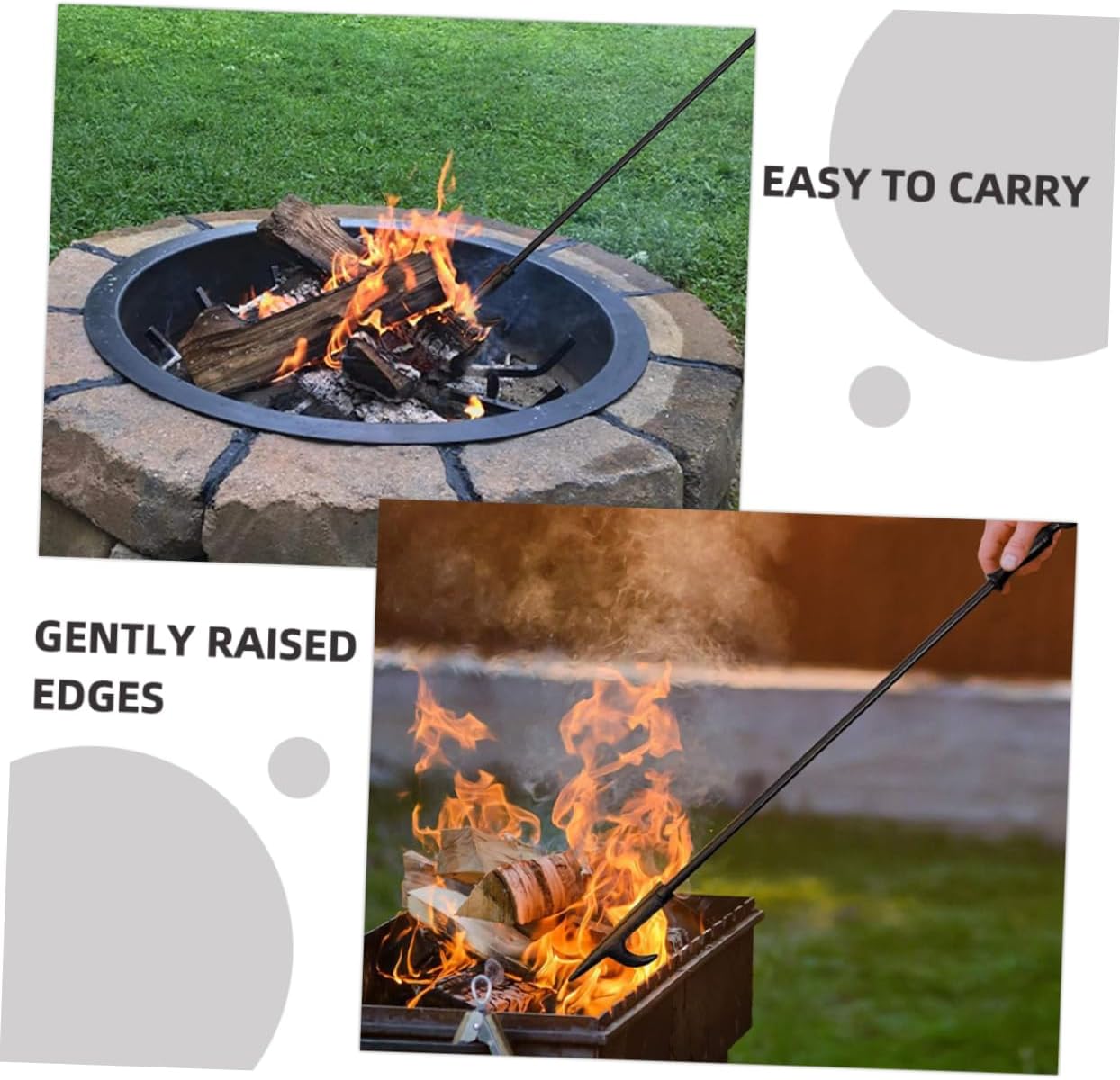 SHOWERORO Fireplace Poker Tool Steel Fire Pit Poker for Outdoor Indoor Use Comfortable Grip with Long Handle Fire Poker for Camping BBQ for Fire Pits