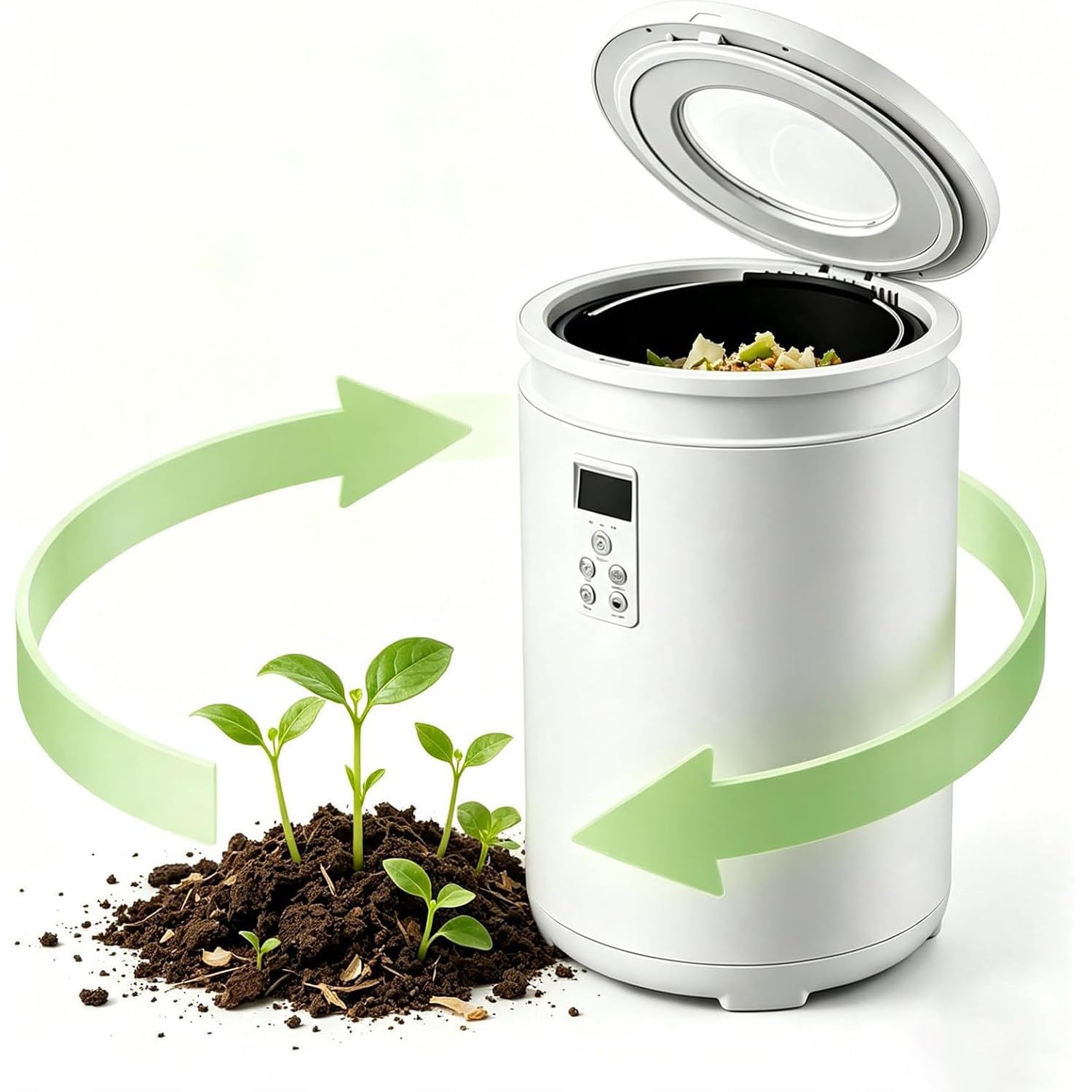 Composteur de Cuisine Électrique 4,5 L, Filtre à Charbon et 4 Modes