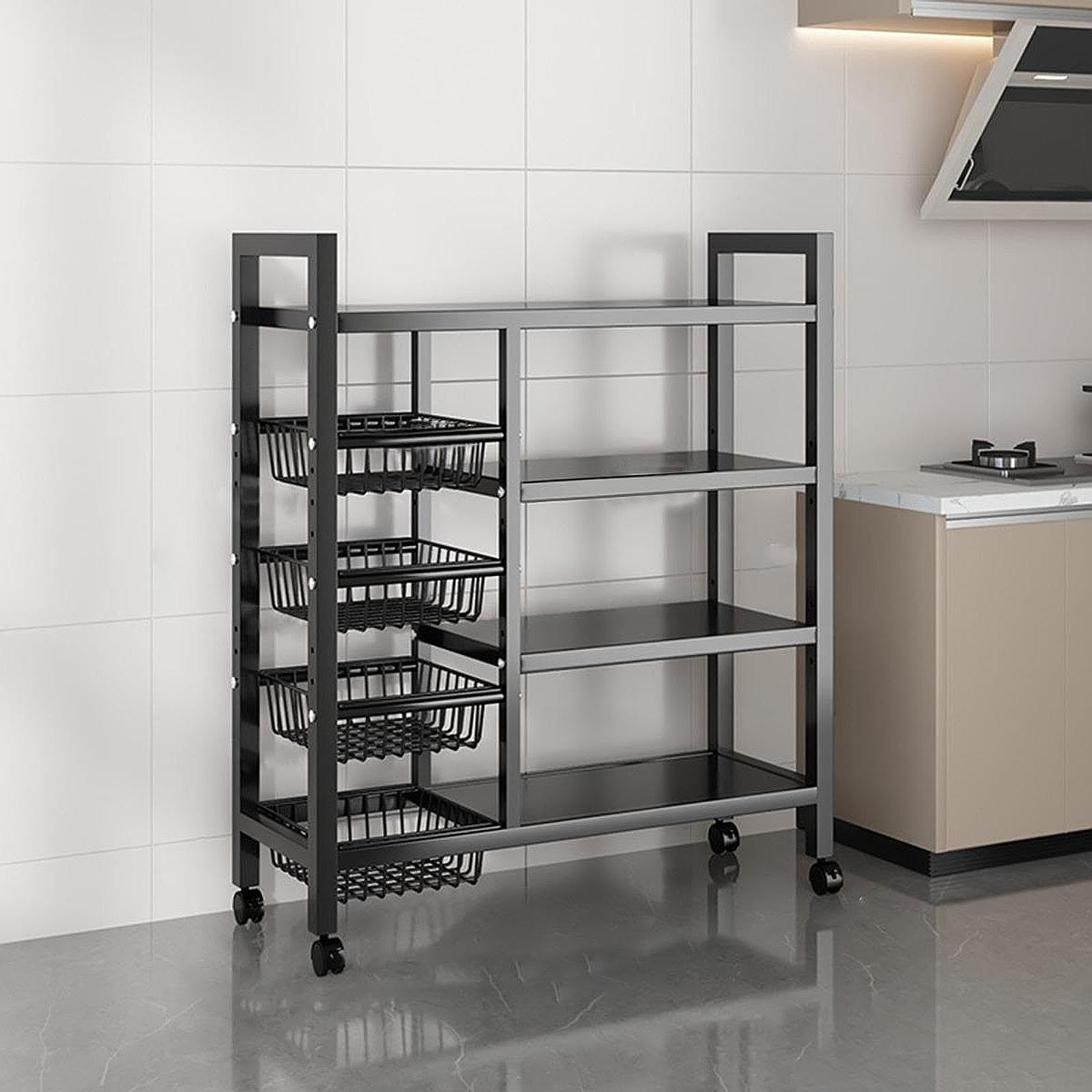 Robusto scaffale portaoggetti da Cucina con Ripiani Regolabili in Altezza, Organizer per impieghi gravosi, Armadio per Bagno e dispensa, Ripiani