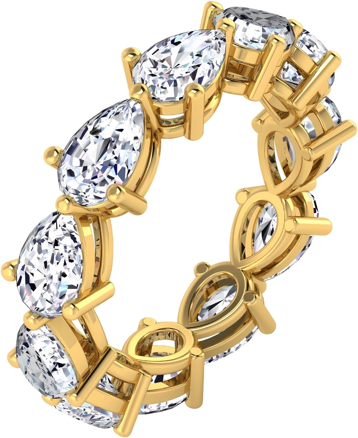 3.94 CTW Pear Cut Diamond Eternity Ring for Women in 14K White/Yellow Gold, E-F Color VS Clarity, Luxury Bridal Wedding Band, Size 6.5, Fine Jewelry Gift - Image 3