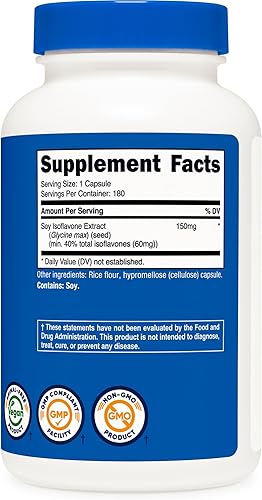 Miniatura 5 de Nutricost Isoflavonas de soja, 150 mg, 180 cápsulas vegetarianas, sin gluten, sin OMG, apto para vegetarianos