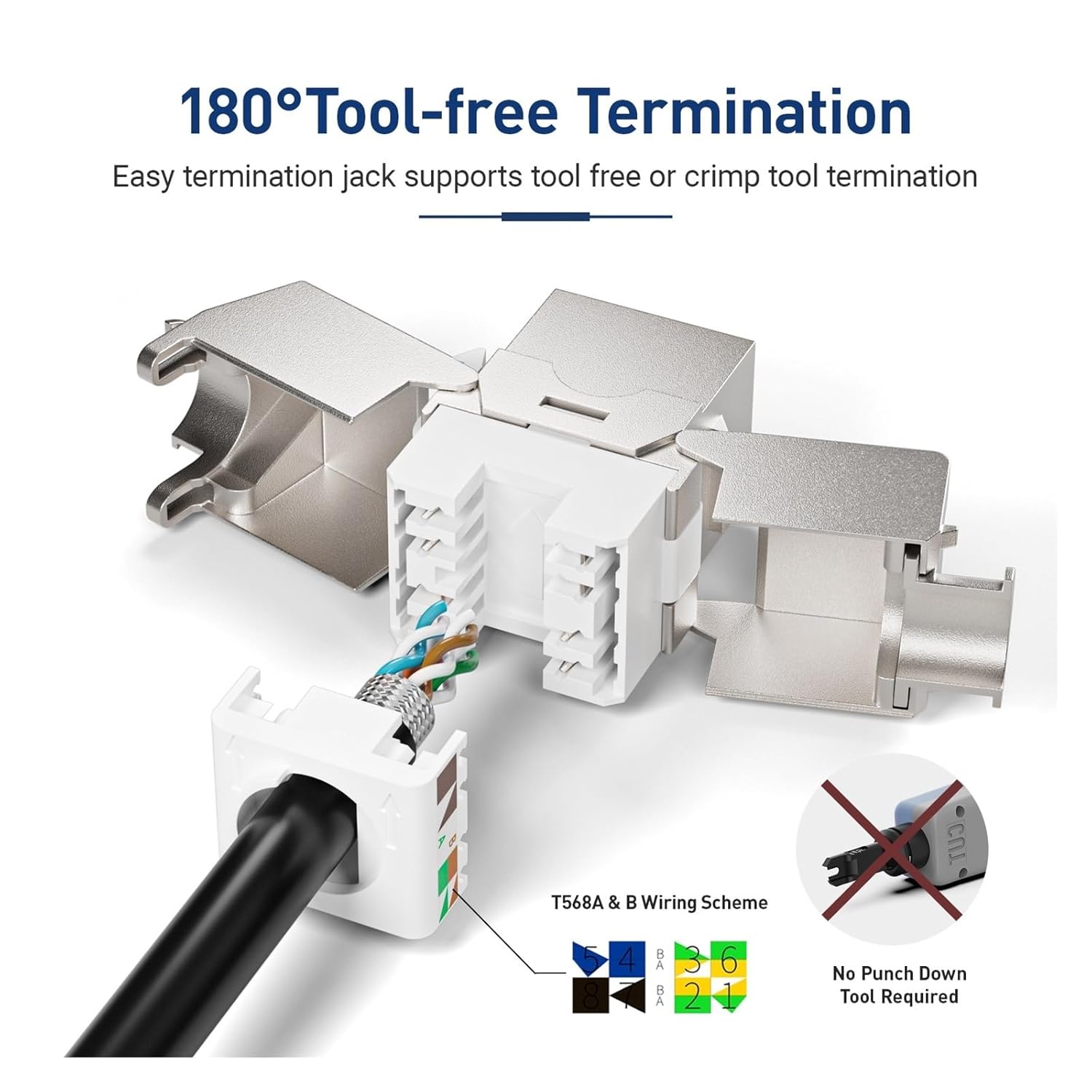 Shielded RJ45 CAT8 Cat7 Cat6a Jack STP 180 Degree Zinc Alloy Modular Adapter Coupler(6 pcs,CAT8)
