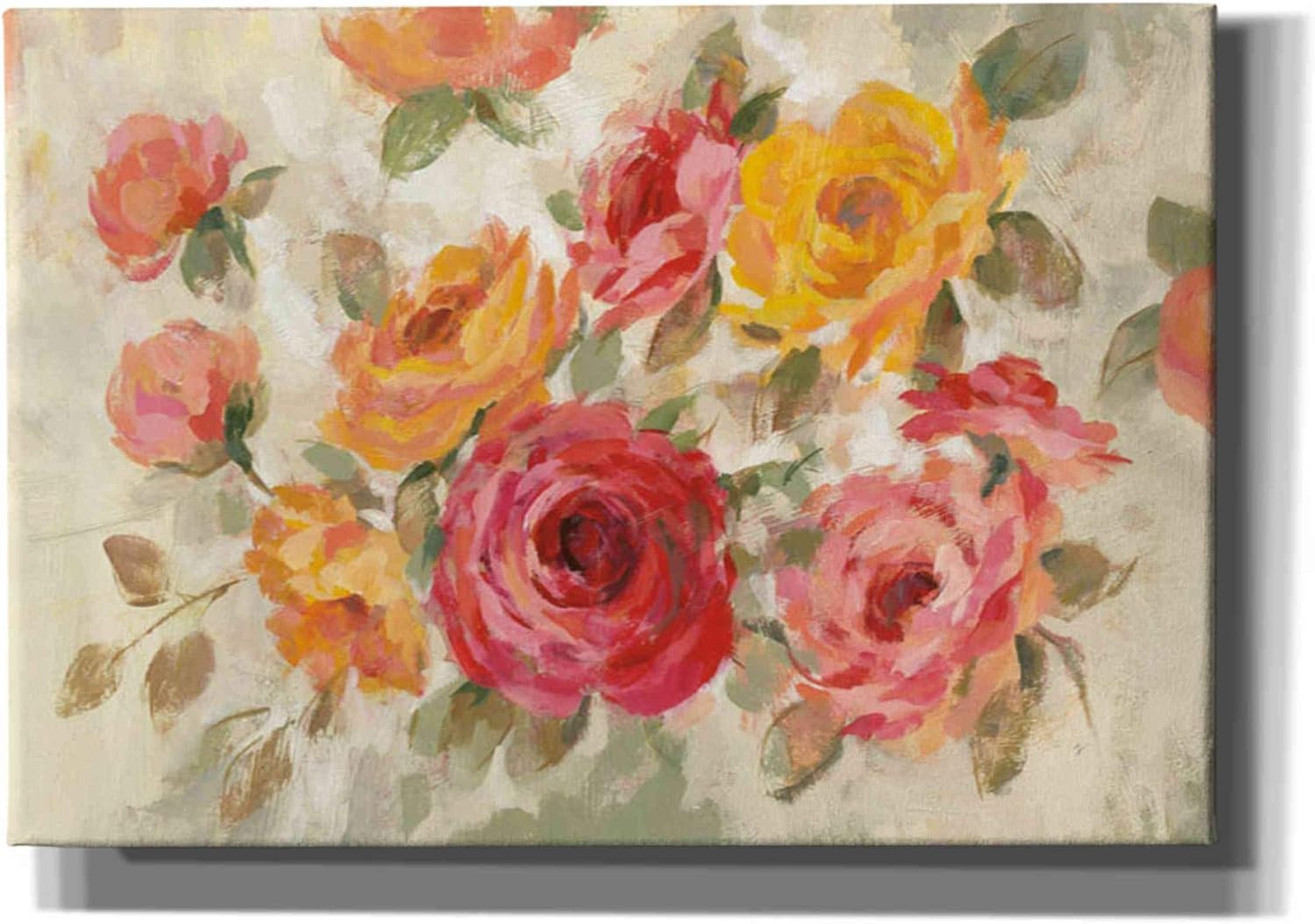 Epic Graffiti 'Brushy Roses' by Silvia Vassileva, Canvas Wall Art, 18"x12"