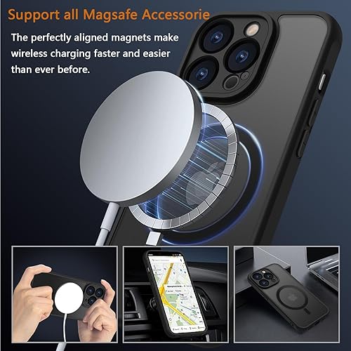 Miniatura 3 de GROZHJAL Funda magnética para iPhone 15 Pro, compatible con MagSafe, borde de silicona delgada translúcida mate, protección contra caídas de grado