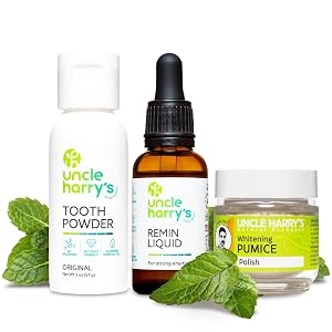 Uncle Harrys Natural Remineralization Kit with Tooth Whitening - 3 Products Strengthen Weak Enamel Brighten Smile Correct Oral