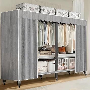 49in Heavy Duty Portable Closet with Gray Cover