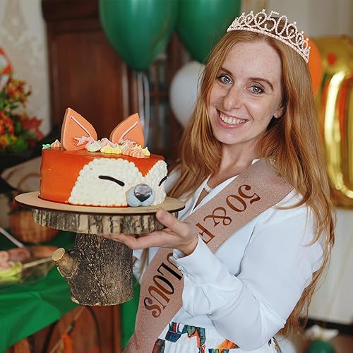 Miniatura 3 de Juego de tiara de banda de 50 cumpleaños y diamantes de imitación, regalos de cumpleaños de 50 años para ella, decoraciones de fiesta de 50