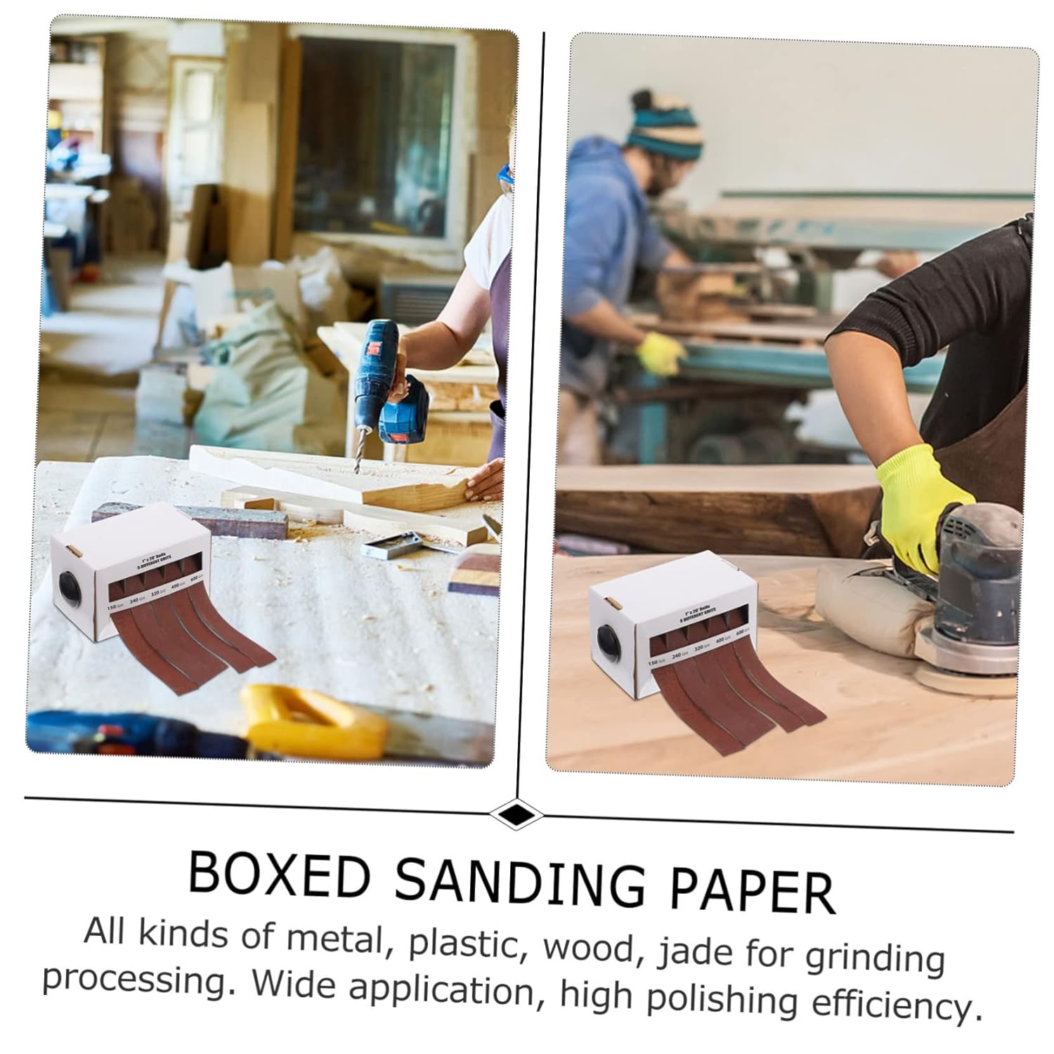 PRETYZOOM Emery Cloth Roll Boxed Sandpaper Dispenser Draw Out Type Abrasive Sanding Roll for Metal Glass Woodworking Wet Dry Polishing 10 Grits Included