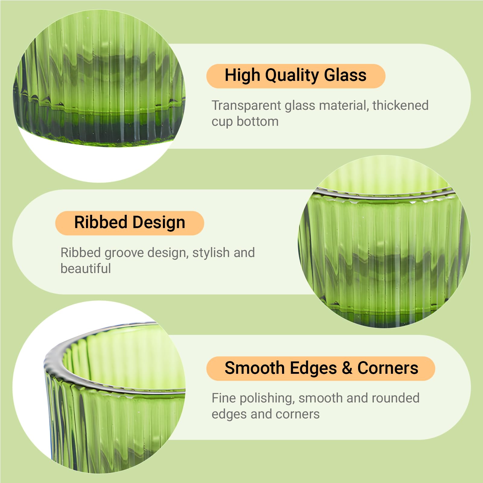 Qwrqwr Glass Tea Light Candle Holders Decorative Votive Set of 2 Green Table Centerpiece for Home Wedding Party Decoration (Green) - Image 3