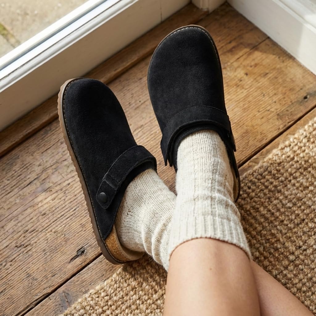 CUSHIONAIRE Boulder Genuine Leather Clogs for Women, Adjustable Swivel Back Strap Slip On Womens Shoes with Memory Foam Footbed - Image 3