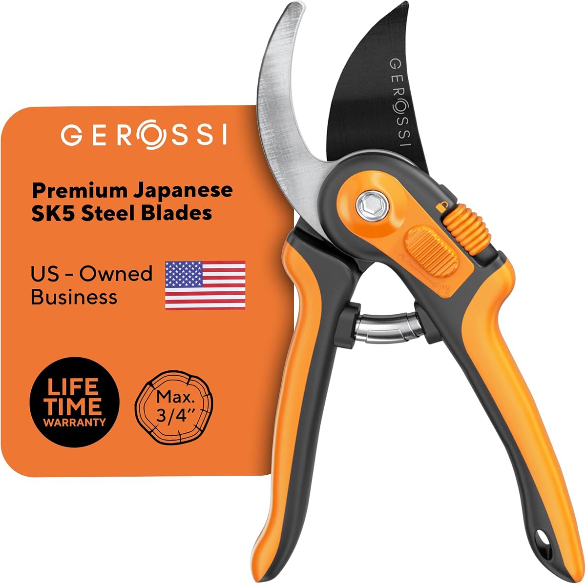 Bypass Pruning Shears and Hand Pruners for Gardening, Garden Clippers | Ultra Sharp Blades, Ergonomic Grip for Smaller Palms, Sturdy on Branches, Shrubs and Roses, Clean Cut Every Single Time