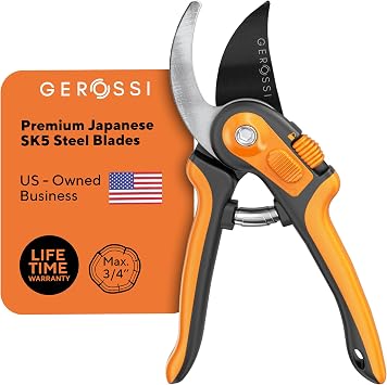 Bypass Pruning Shears with Ultra Sharp Blades - Premium Pruners w/Adjustable Feature for Any Hand Size - Ergonomic & Sturdy Scissors For Gardening - Perfectly Cutting Through Anything in Your Yard