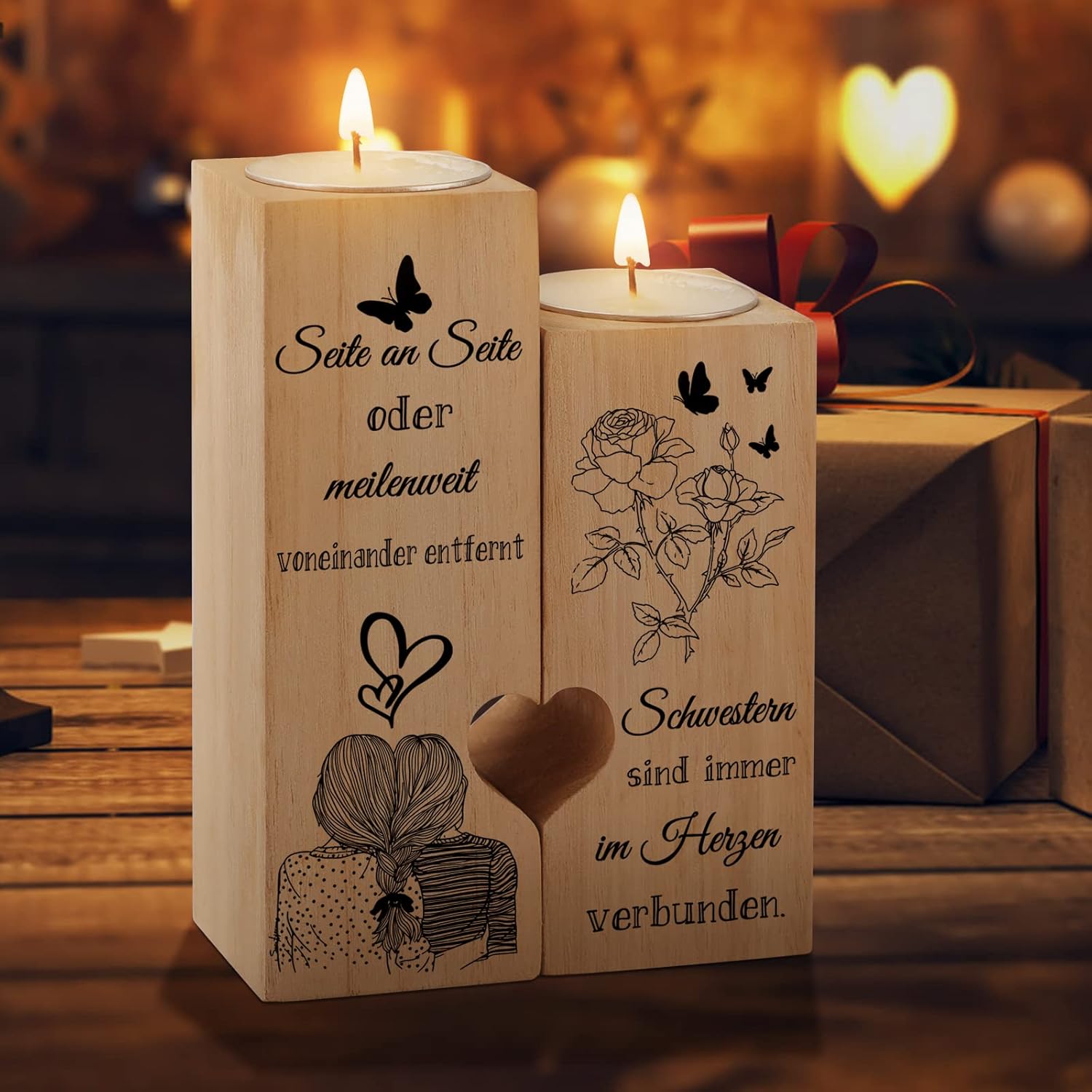 Amazon.de Funnli Schwester Geschenk, Kerzenständer Mit Texten, Geschenke für Schwester