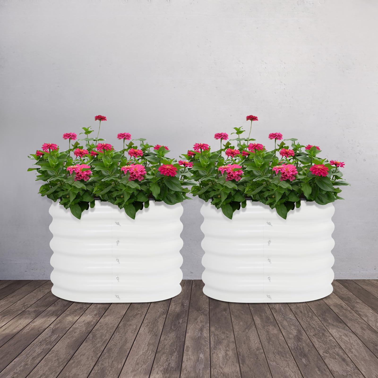 2 vasi da giardino, rotondi, per esterni, da giardino, per aiuole rialzate, ogni volume di 60 x 60 x 43 cm, le aiuole da giardino hanno un design di base aperto