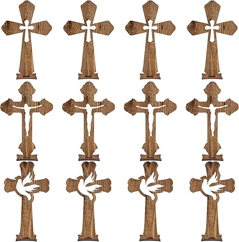 Kathfly 24 cruces de madera de Pascua para manualidades, decoración de bautismo, católica, rústica, sin terminar, para centros de mesa, decoración