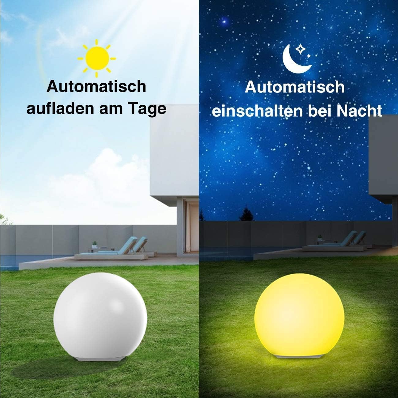 infray Solarlampen für außen, Solarleuchten für außen, Solar Gartenleuchten 30cm Solarkugel mit 9 Modi Leuchte, IP67 Wasserdicht LED Solarleuchten