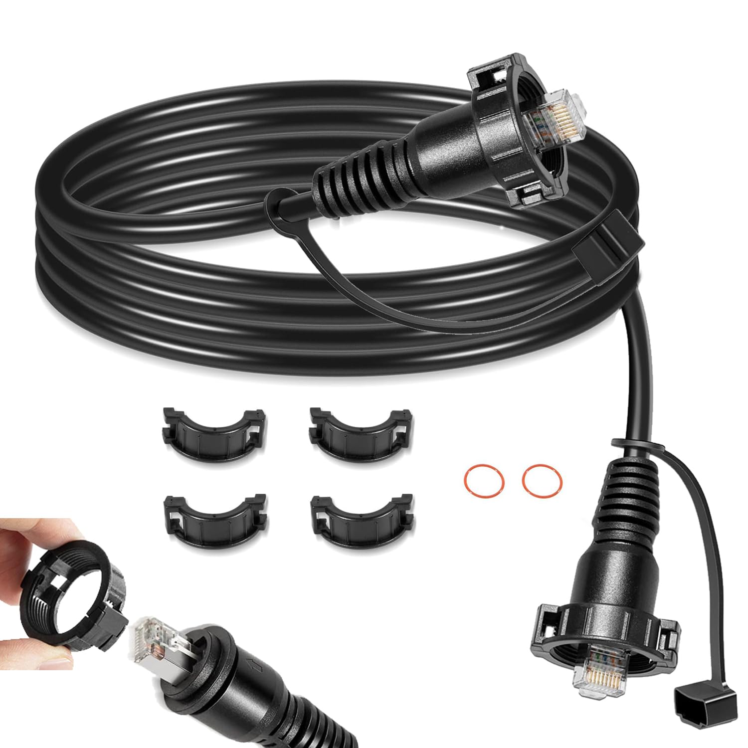 Câble réseau marin pour Garmin GPSMAP, 【20F/Set】 Câble Ethernet RJ45 mâle à mâle pour navigation Garmin, ECHOMAP UHD/Ultra, GCV, GSD et plus, remplacement pour 010-10551-00 (noir A)