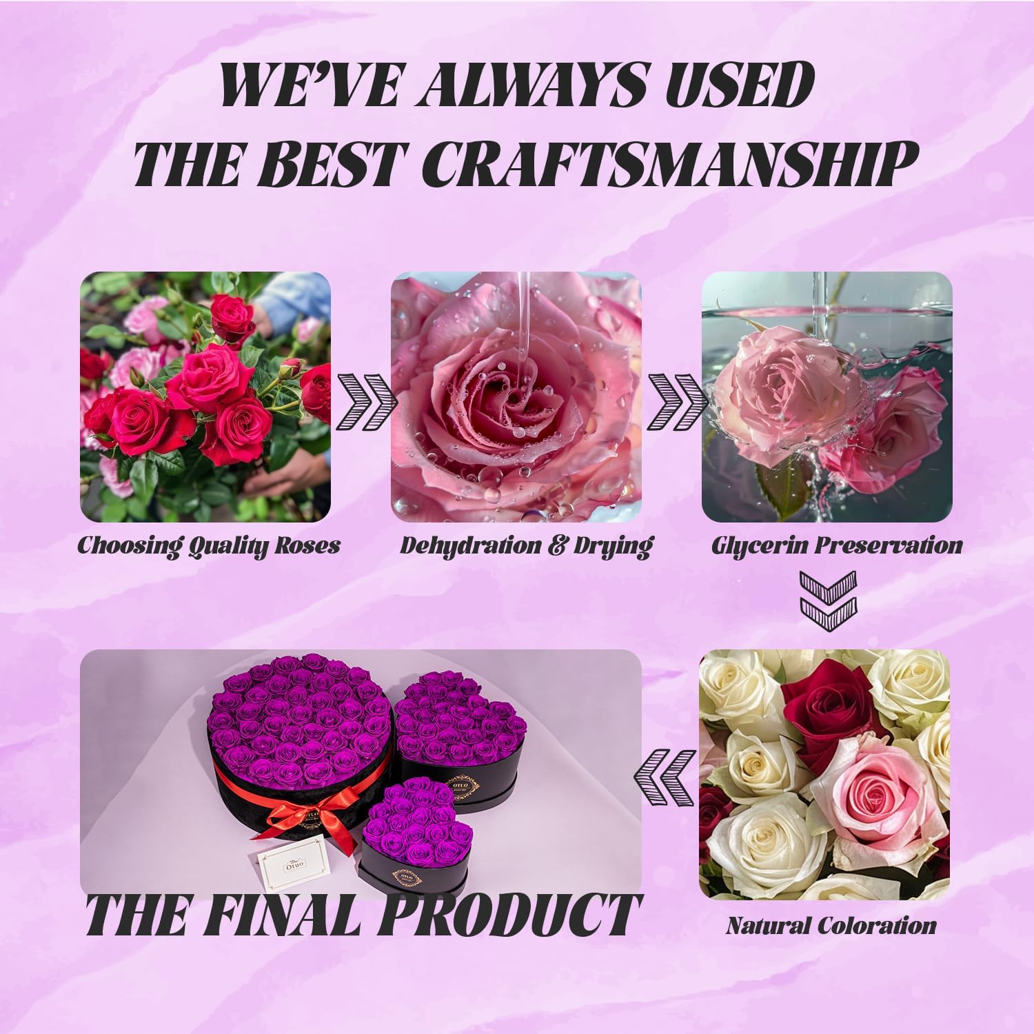 16 Preserved Roses in Heart-Shaped Box, Flowers for Delivery Prime Last up 2 Years, Real Forever Flowers for Wife, Girlfriend, Mother, Eternal Roses for Anniversary - Purple - Image 7