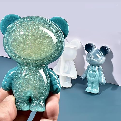 Miniatura 2 de Zayookey 2 moldes de resina de oso 3D para velas de animales de silicona, resina epoxi, molde de fundición para manualidades, colgante, llavero,