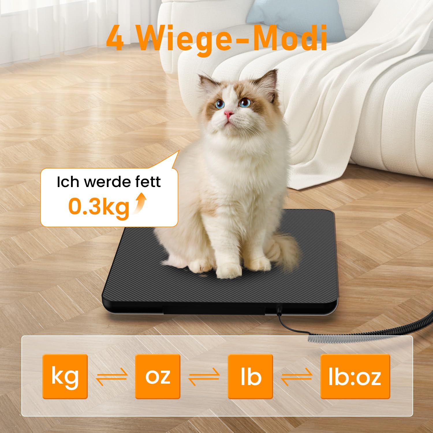 Präzise Plattformwaage 200 kg/10 g, Industriewaage mit LCD-Display, Halte- & Tara-Funktion, Lagerwaage