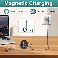 Vista 6 de 2 cargadores de reloj inteligente, cable de carga USB magnético de 2 pines de 0.112 in, cable de carga de repuesto compatible con Letsfit, YAMAY