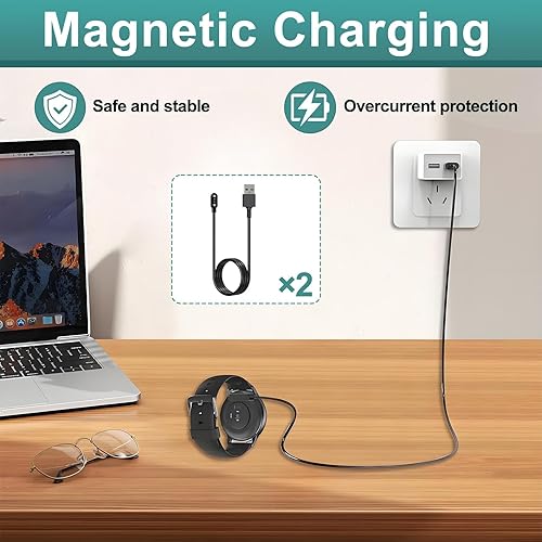 Miniatura 6 de 2 cargadores universales de reloj inteligente, cable de carga USB magnético de 2 pines de 0.112 in, cable de carga de repuesto compatible con