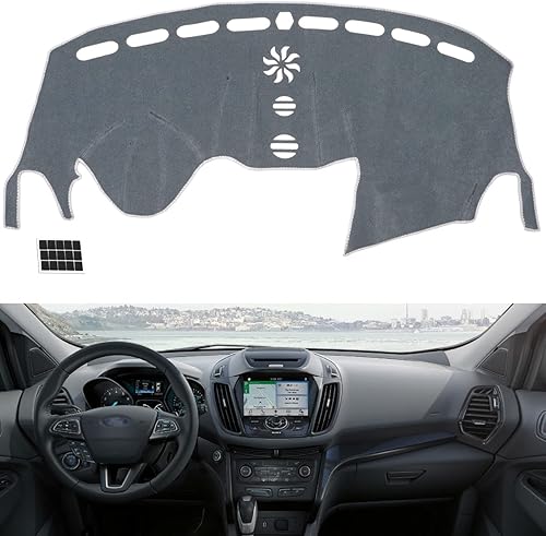 TUCAREST Fundas para salpicadero de automóvil para Ford Escape 2013, 2014, 2015, 2016, 2017, 2018, 2019, Ford Escape de franela, antideslizante,
