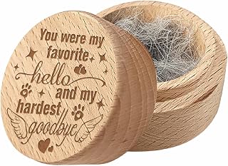 CREATCABIN Wooden Pet Hair Keepsake Box Pet Fur Memorial Boxes Dog Cat Hair Ashes Container Custom Pets Small Mini Memorial Urn Loss Sympathy Gift for Storing Dogs Cats Hair Teeth Nails Ashes 2x1.6in